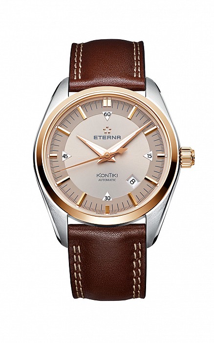 Eterna Kontiki Date grey leather gold