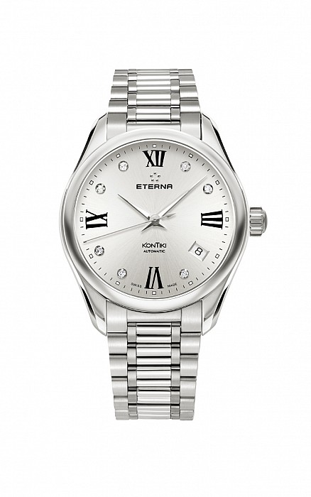 Eterna Lady Kontiki Automatic silver endowed with 7 diamonds steel