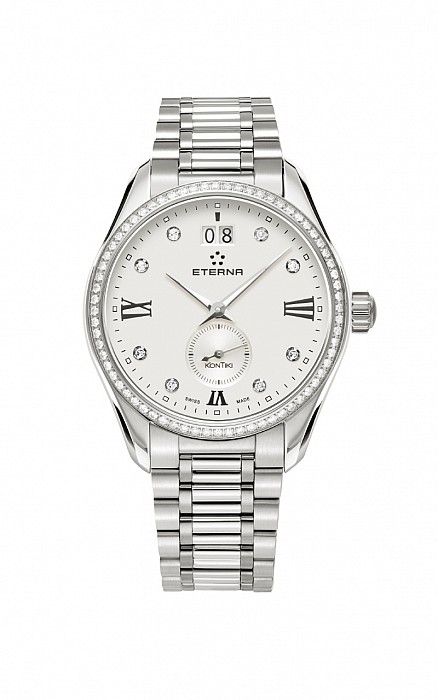 Eterna Lady Kontiki Quartz silver endowed with 8 diamonds steel  diamonds