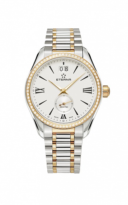 Eterna Lady Kontiki Quartz silver steel bicolor diamonds