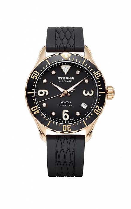 Eterna Lady Kontiki Diver black 7 diamonds rubber