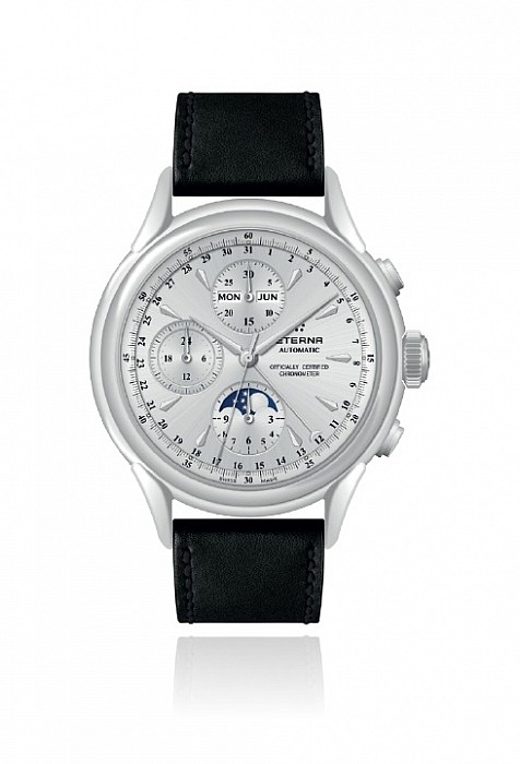 Eterna Heritage 1948 Gent Chronograph silver leather