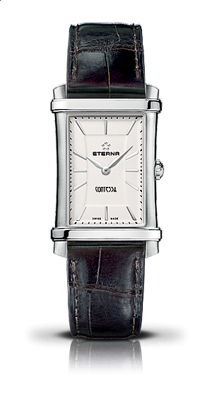 Eterna Contessa Two-Hands white indices brown alligator