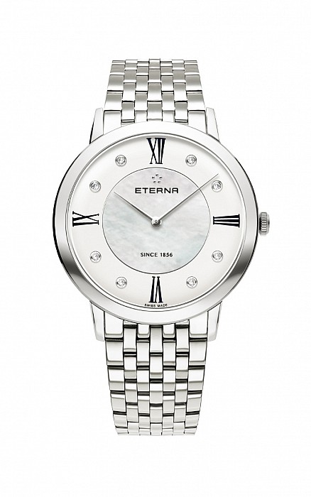 Eterna Eternity For Her Quartz 40 silver and white MOP endowed with 8 diamonds steel