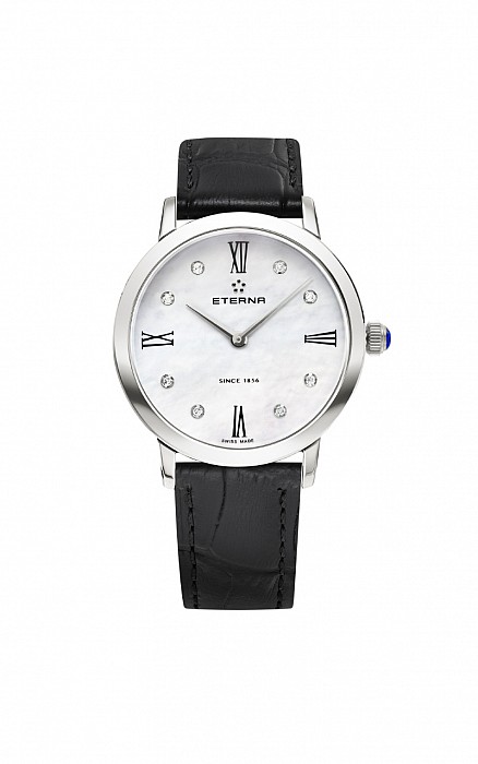 Eterna Eternity For Her Quartz 32 white MOP endowed with 8 diamonds leather