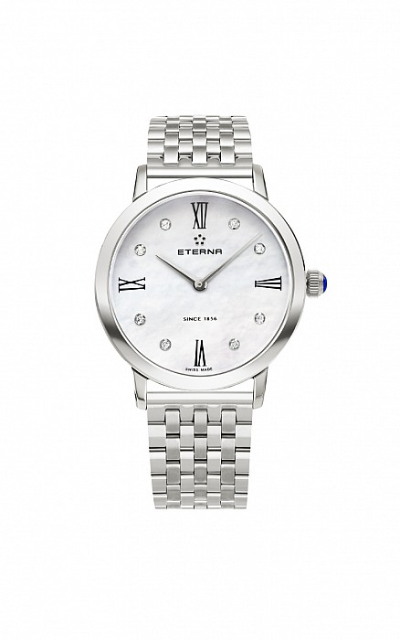 Eterna Eternity For Her Quartz 32 white MOP endowed with 8 diamonds steel