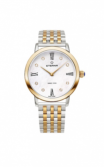 Eterna Eternity For Her Quartz 32 white MOP endowed with 8 diamonds steel bicolor