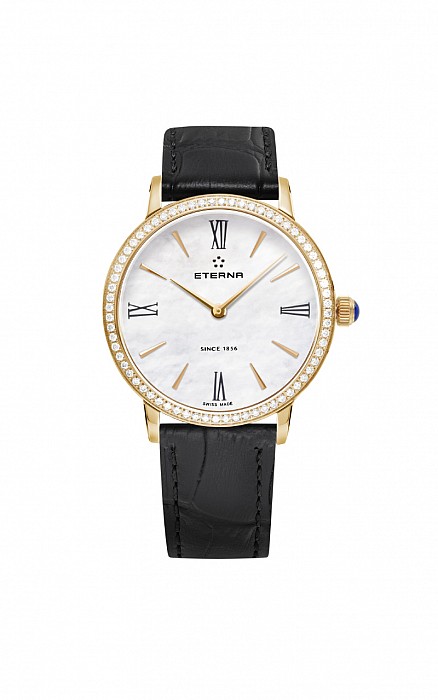 Eterna Eternity For Her Quartz 32 white MOP rose gold diamonds leather