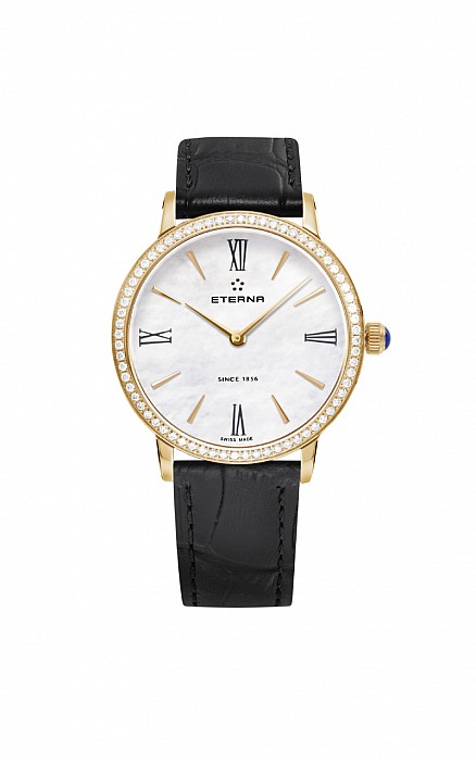 Eterna Eternity For Her Quartz 32 white MOP rose gold diamonds leather