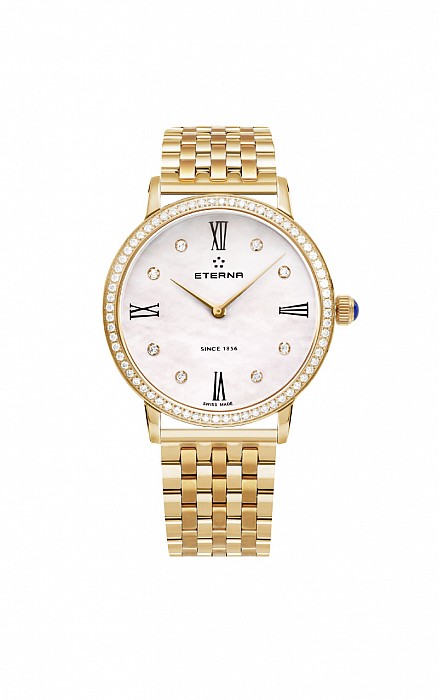 Eterna Eternity For Her Quartz 32 white MOP endowed with 8 diamonds rose gold diamonds steel