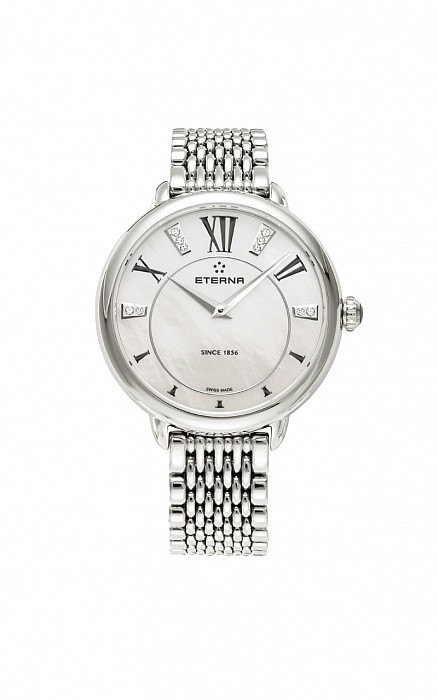 Eterna Lady Eterna Quartz opalin MOP endowed with 10 diamonds steel