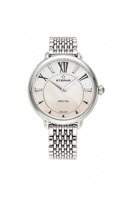 Eterna Lady Eterna Quartz pink MOP endowed with 10 diamonds steel