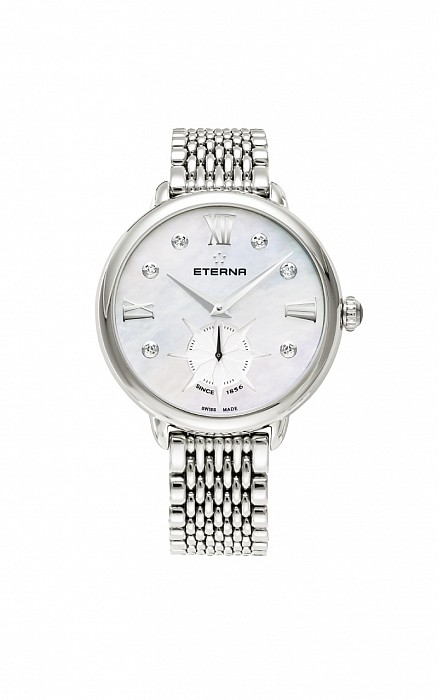 Eterna Lady Eterna Small Second 34 white MOP endowed with 6 diamonds steel