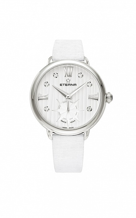 Eterna Lady Eterna Small Second 34 white endowed with 6 diamonds textile white