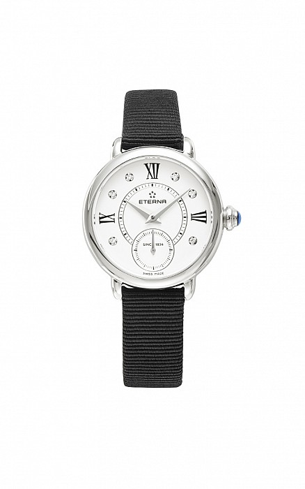 Eterna Lady Eterna Small Second 28 white endowed with 6 diamonds textile black