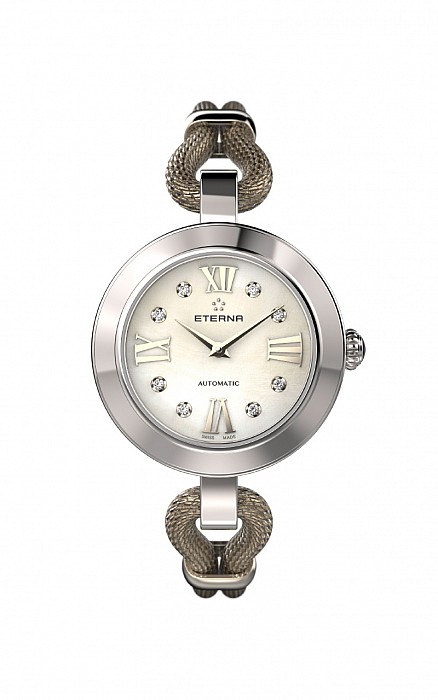 Eterna Golden Heart white MOP endowed with 8 diamonds gold mesh - Limited Edition