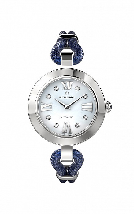 Eterna Golden Heart blue MOP endowed with 8 diamonds blue mesh - Limited Edition