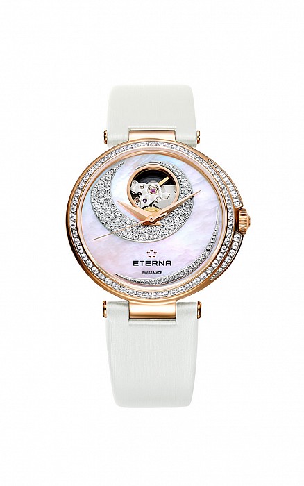 Eterna Grace Open Art white satin gold diamonds