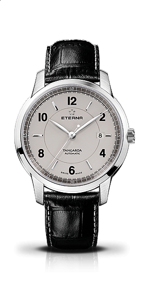 Eterna Tangaroa Three-Hands light grey leather black
