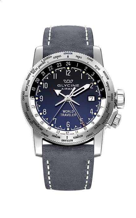 Glycine Airman World Traveler 3939.18.LB8B
