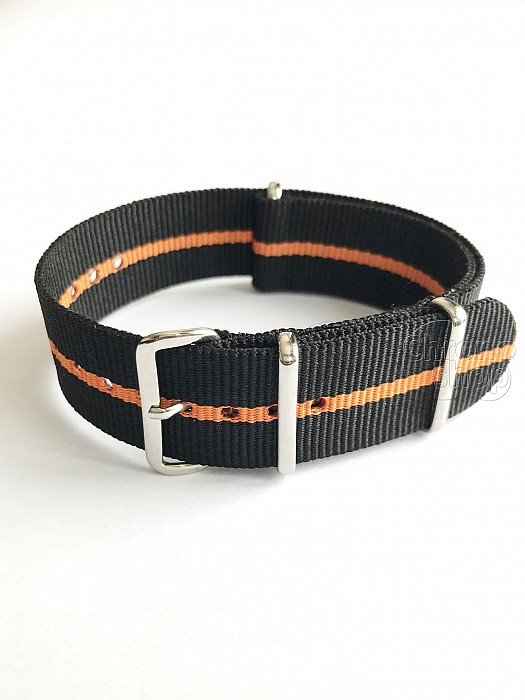 NATO Strap - Černá s oranžovým pruhem