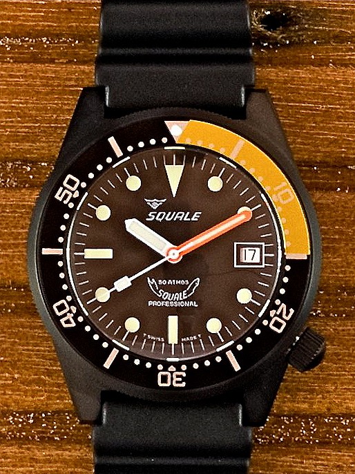 Squale 50 Atmos Black PVD domed