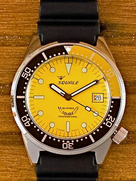 Squale 50 Atmos yellow domed