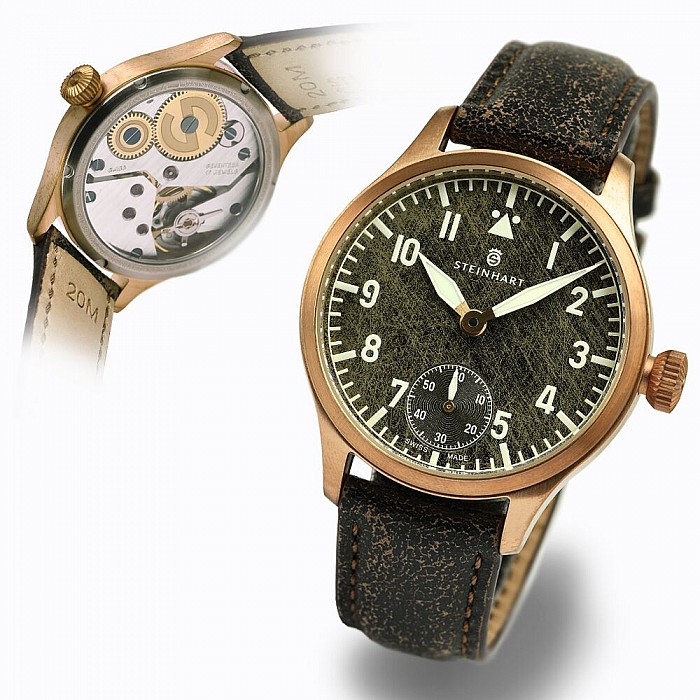 Steinhart Nav B-Uhr B-Uhr 42 Handaufzug Bronze Antik Schwarz