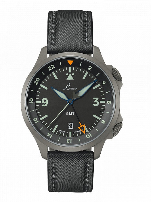 Laco Flieger Frankfurt GMT schwarz - 43 mm automatic