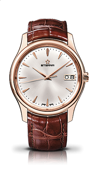 Eterna Vaughan Big Date silver alligator brown