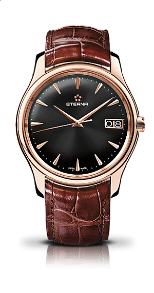 Eterna Vaughan Big Date anthracite alligator brown