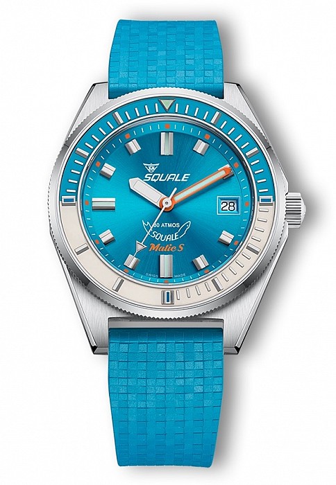 Squale Matic S Light Blue Mosaic Rubber