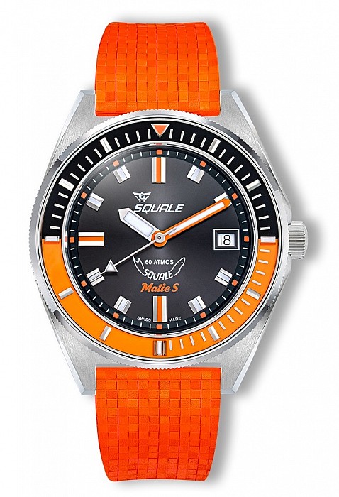 Squale Matic S Orange Mosaic Rubber