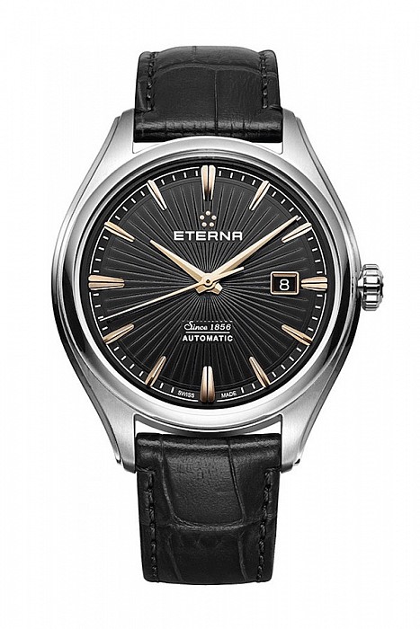 Eterna Avant-Garde Date black leather gold