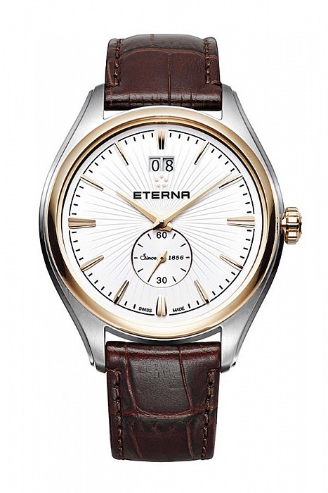 Eterna Avant-Garde Quartz BigDate white leather brown gold