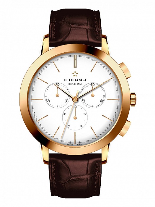 Eterna Eternity For Him Chronograph 42 White Gold Leather