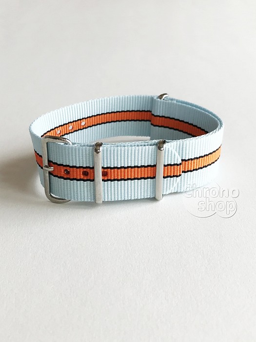 NATO Strap - Modrá / Černá / Oranžová - „Le Mans”