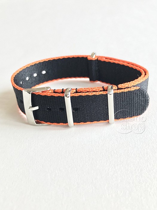 NATO Strap Premium Černá / Oranžová