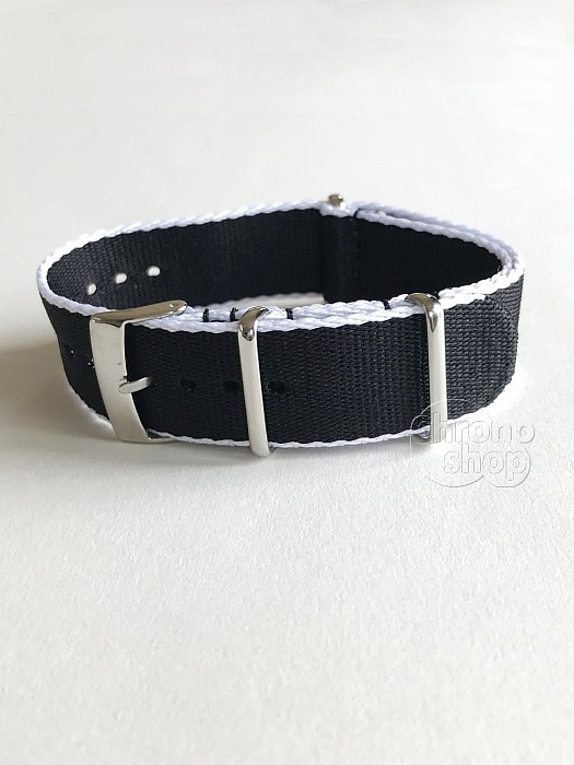 NATO Strap Premium Černá / Bílá