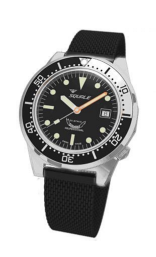Squale 50 Atmos black silver Domed
