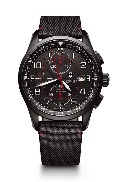 Victorinox AirBoss Mechanical Chronograph Black Edition leather