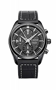Eterna Kontiki Chronograph black rubber/leather PVD