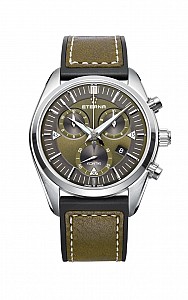 Eterna Kontiki Quartz Chronograph kaki rubber/leather