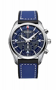 Eterna Kontiki Quartz Chronograph blue rubber/leather