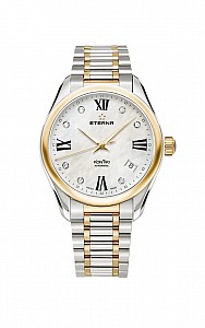 Eterna Lady Kontiki Automatic White MOP endowed with 7 diamonds steel bicolor
