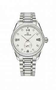 Eterna Lady Kontiki Quartz silver endowed with 8 diamonds steel  diamonds