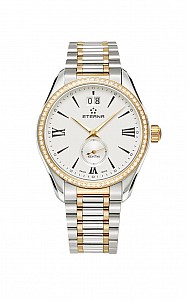 Eterna Lady Kontiki Quartz silver steel bicolor diamonds