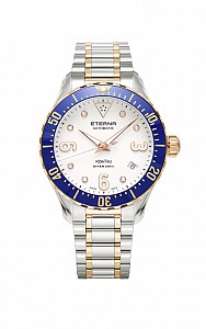 Eterna Lady Kontiki Diver white 7 diamonds steel bicolor