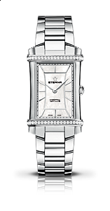 Eterna Contessa Two-Hands white indices steel diamonds