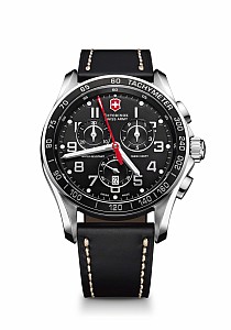 Victorinox Chrono Classic XLS black/red leather